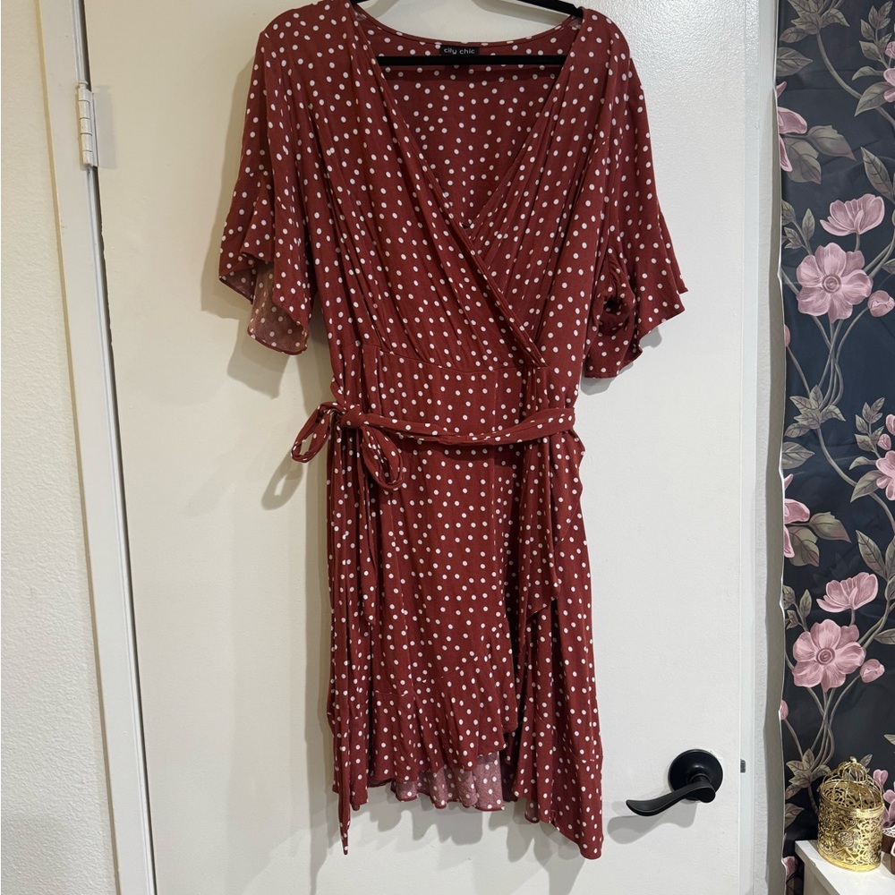 Elegant Polka Dot Wrap Dress